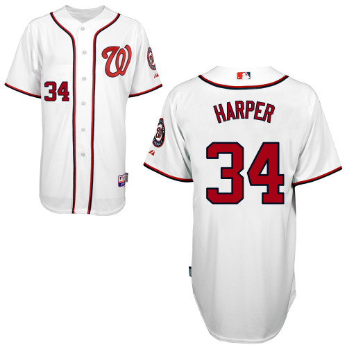 Nationals #34 Bryce Harper White Cool Base Stitched MLB Jersey